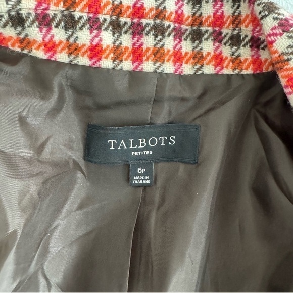 Talbots Houndstooth Plaid Wool Blazer Academia Size 6P Elbow Patch Women - Picture 9 of 16